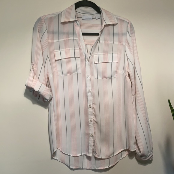 New York & Company Striped Collared Button Down - Picture 15 of 15